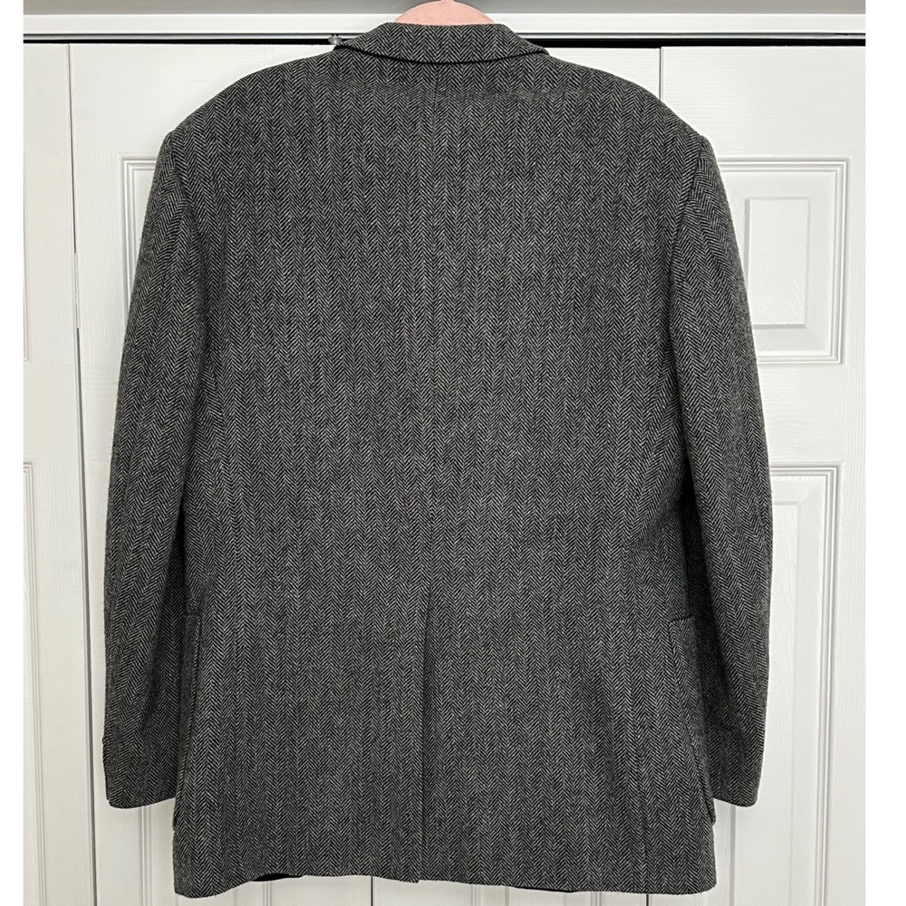 Yorkshire Hill Men's Herringbone Tweed Wool Blazer Jacket Classic Fit Grey 42L - Picture 5 of 13